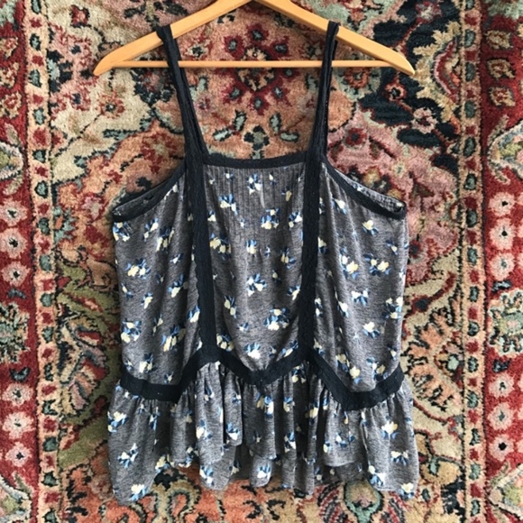 Free People Boho Peasant Pleated Floral Flow Tank - Picture 6 of 8